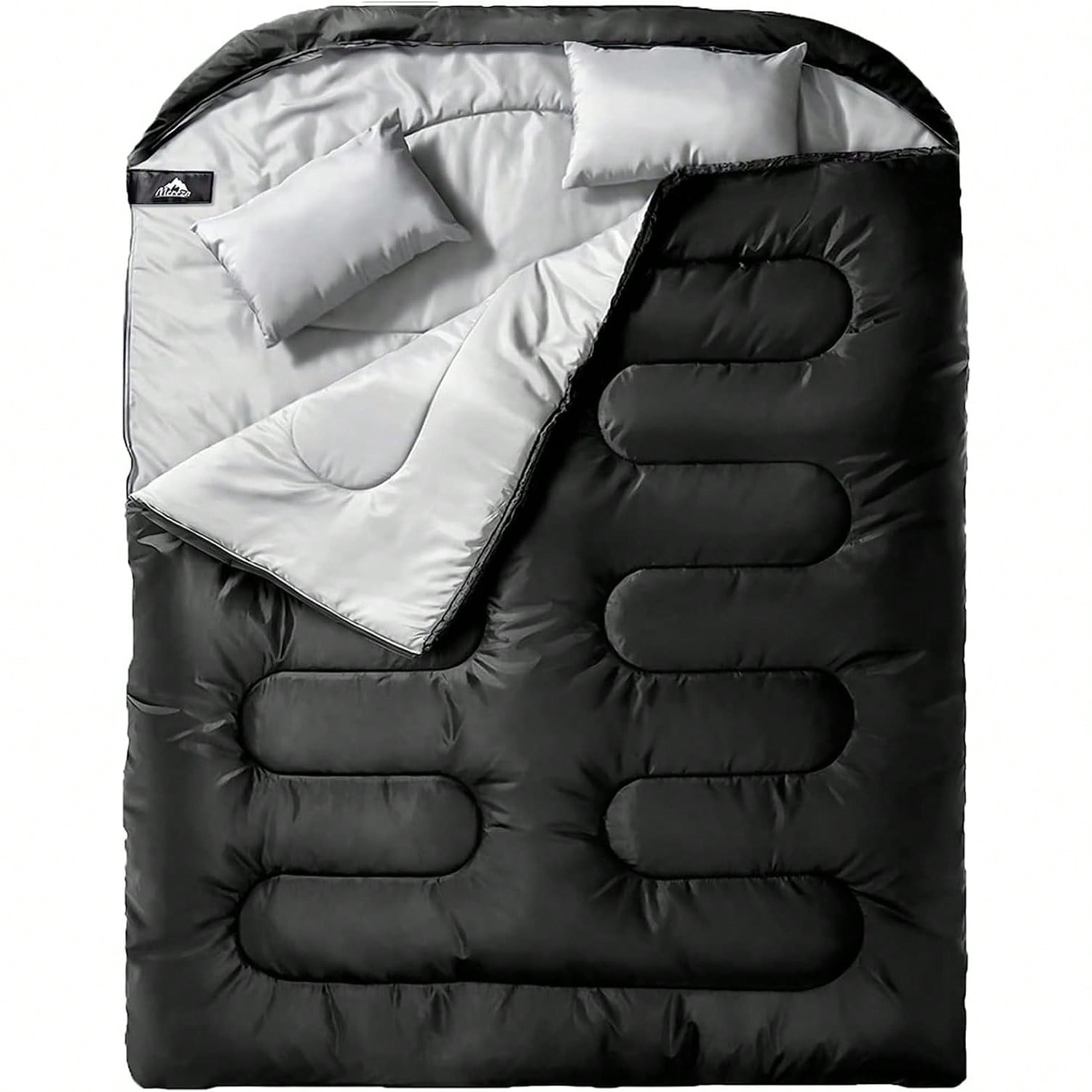 Double Sleeping Bag For Adults Mens With Pillow, XL Queen Size Two Person Sleeping Bag For All Season Camping Hiking Backpacking 2 Person Sleeping Bags For Cold Weather & Warm