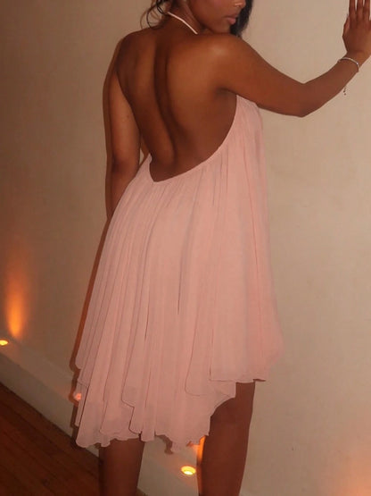 DOUCIU Loose Fit Asymmetrical Lightweight Chiffon Fluid Cami Dress Nightclub Style