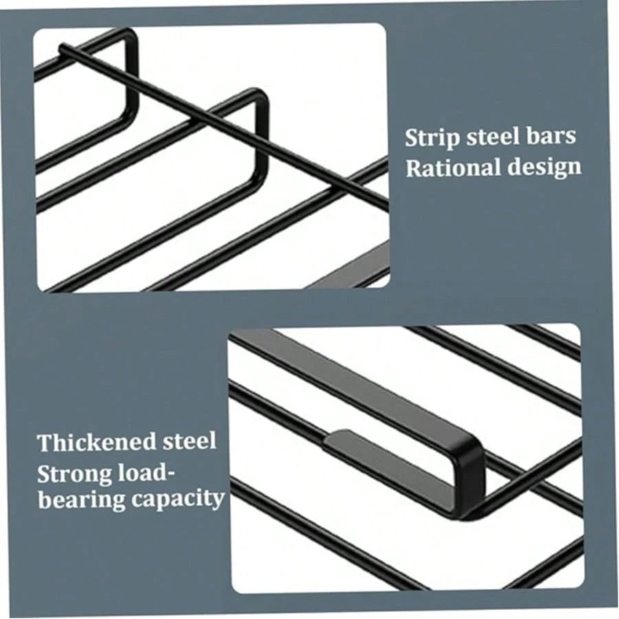 Drill-Free Under Cabinet Storage Rack, Multi-Functional Kitchen Cutting Board Holder, Can Store Pot Lids, Baking Molds And Kitchen Utensils