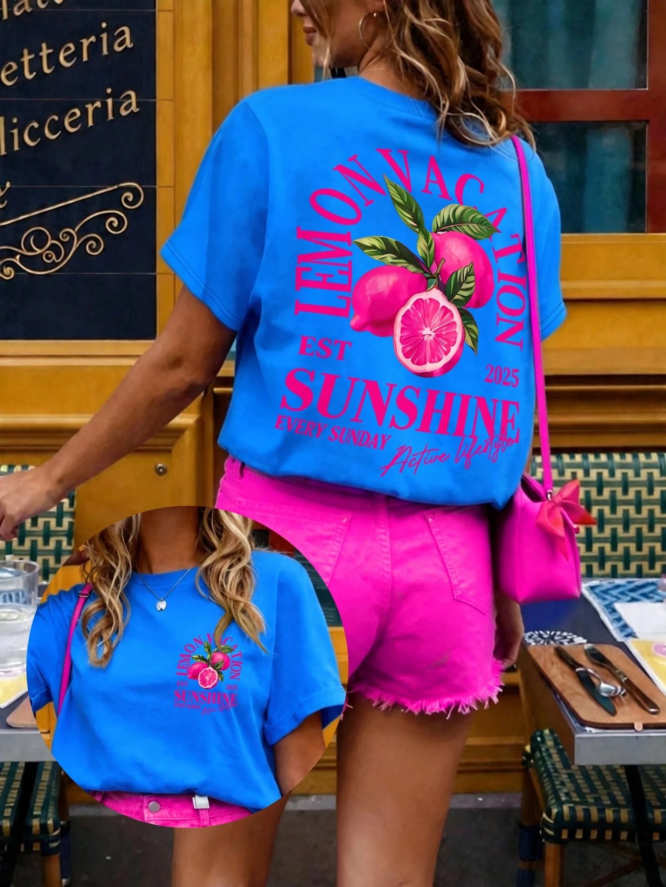 DrmWander Women's T-Shirt, Women's T-Shirt Streetwear Tropical Top, Street Style, Graphic Short Sleeve T-Shirt, Cute Summer Top Vacation Yellow