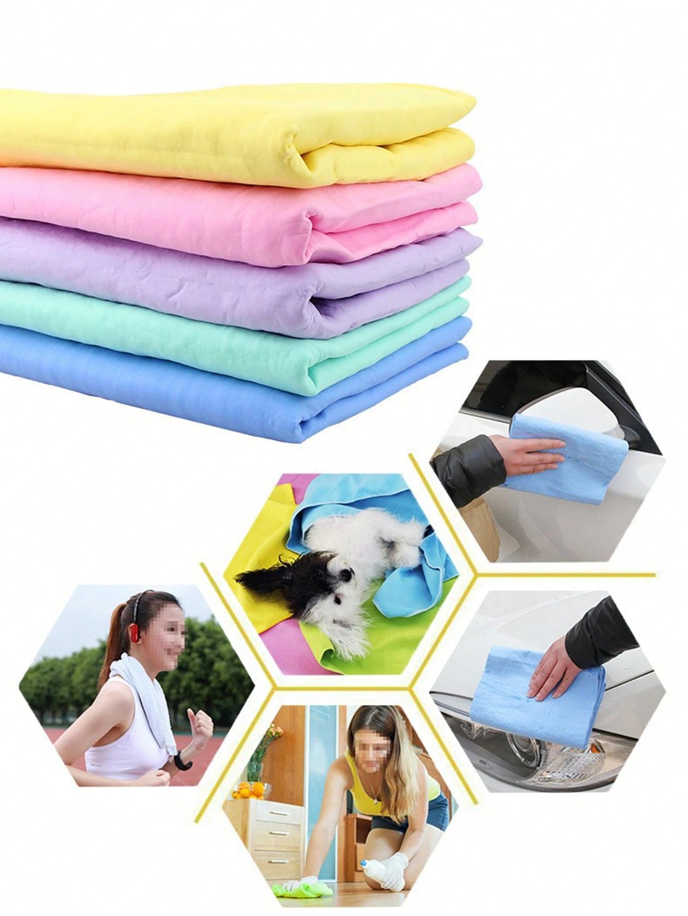 Drying Towel,1pc Car Suede Cloth Deer Skin Multi-Purpose Cleaning Towel, Random Color,Cleaning Supplies
