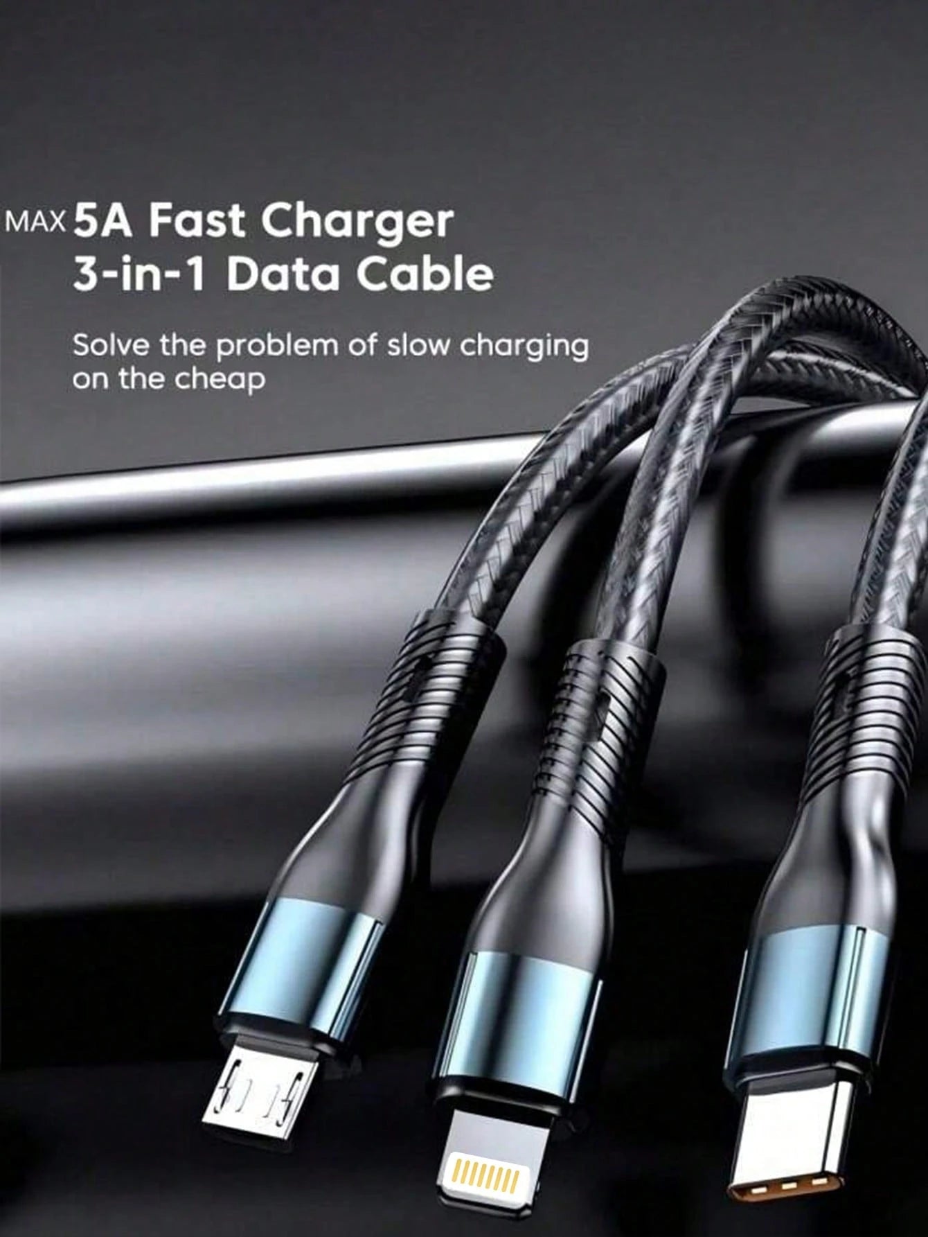 Durcord MFI Certified 3-In-1 Multi-Function Charging Cable, Up To 120W, Supports Type-C Fast Charging, Perfect For IPhone, Android Phones And Tablets, Compatible With IPhone 16/15/14/13/12/11, S24/S23