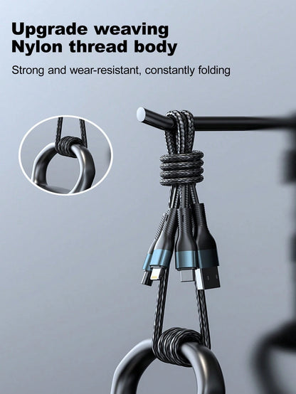 Durcord MFI Certified 3-In-1 Multi-Function Charging Cable, Up To 120W, Supports Type-C Fast Charging, Perfect For IPhone, Android Phones And Tablets, Compatible With IPhone 16/15/14/13/12/11, S24/S23