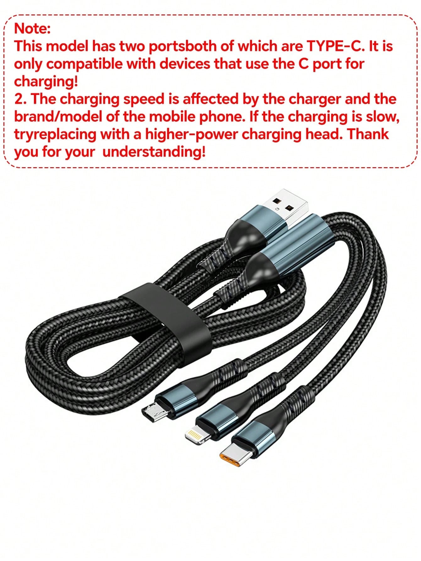 Durcord MFI Certified 3-In-1 Multi-Function Charging Cable, Up To 120W, Supports Type-C Fast Charging, Perfect For IPhone, Android Phones And Tablets, Compatible With IPhone 16/15/14/13/12/11, S24/S23