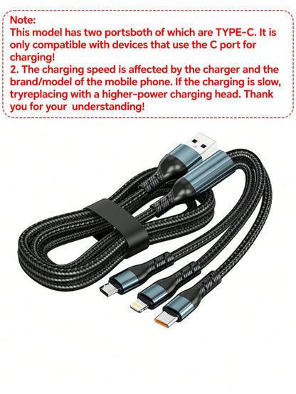 Durcord MFI Certified 3-In-1 Multi-Function Charging Cable, Up To 120W, Supports Type-C Fast Charging, Perfect For IPhone, Android Phones And Tablets, Compatible With IPhone 16/15/14/13/12/11, S24/S23