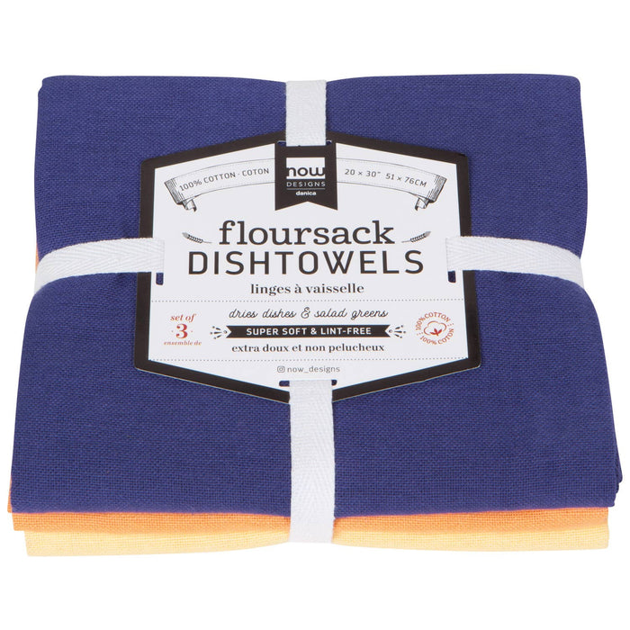 Dusk/Apricot/Sunray Floursack Dishtowels Set of 3 Assorted