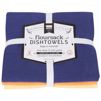 Dusk/Apricot/Sunray Floursack Dishtowels Set of 3 Assorted