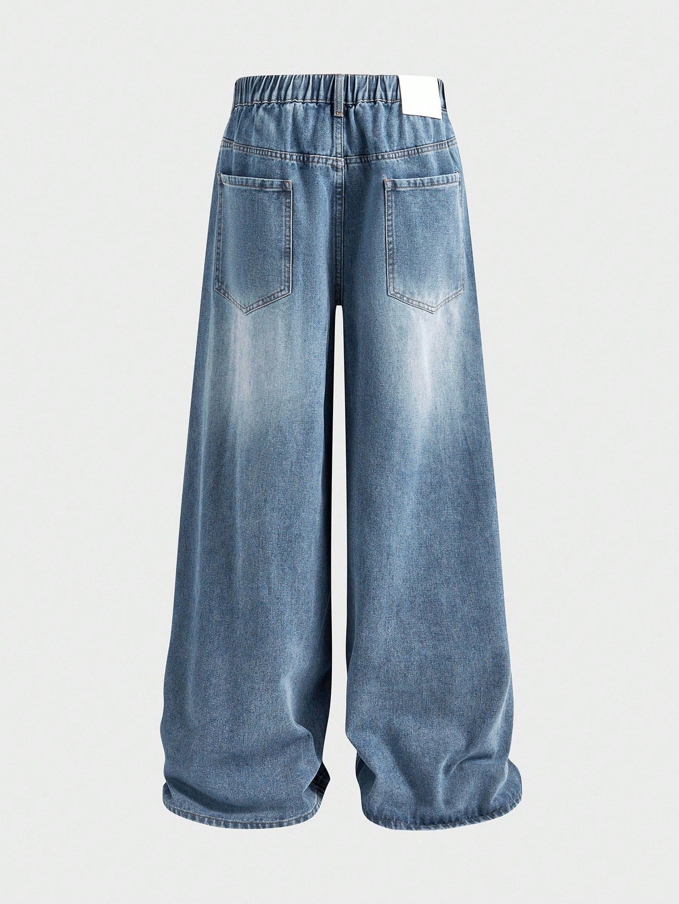 EASEVO Plus Size Men's Loose Fit Wide Leg Casual Versatile Jeans, Vacation, Father's Day Gifts