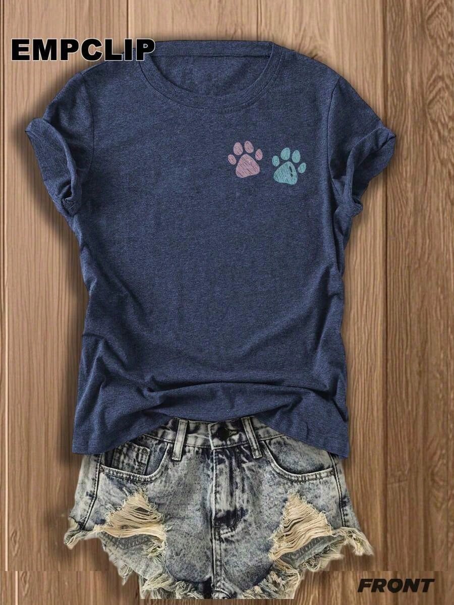 Easily Distracted By Dogs Tee,Dog Lover Shirt,Summer T-Shirts,Plus Size,100% Cotton Paw Print Casual Top Teacher Shirts Back To School Shirts