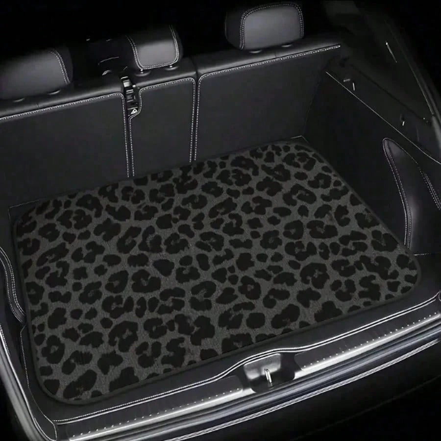 Easypie Selection 1pc Animal Print Trunk Mat, Leopard Pattern, Brown-Black Anti-Slip, Dust-Proof & Wear-Resistant, Fits All Car Models