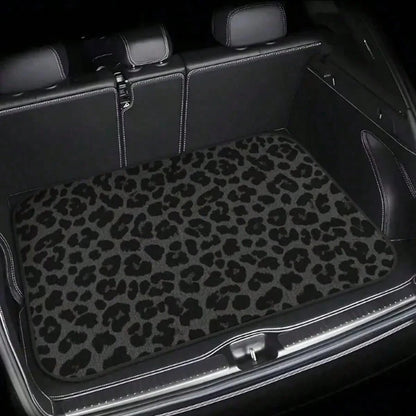 Easypie Selection 1pc Animal Print Trunk Mat, Leopard Pattern, Brown-Black Anti-Slip, Dust-Proof & Wear-Resistant, Fits All Car Models