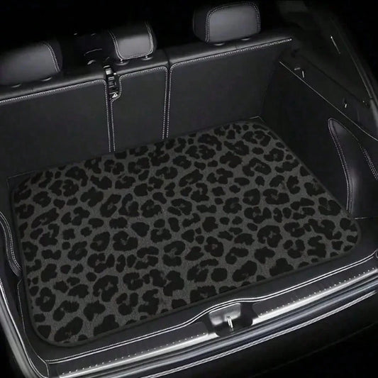 Easypie Selection 1pc Animal Print Trunk Mat, Leopard Pattern, Brown-Black Anti-Slip, Dust-Proof & Wear-Resistant, Fits All Car Models