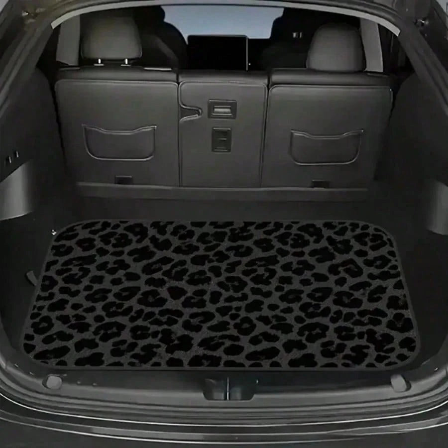 Easypie Selection 1pc Animal Print Trunk Mat, Leopard Pattern, Brown-Black Anti-Slip, Dust-Proof & Wear-Resistant, Fits All Car Models