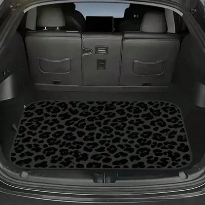 Easypie Selection 1pc Animal Print Trunk Mat, Leopard Pattern, Brown-Black Anti-Slip, Dust-Proof & Wear-Resistant, Fits All Car Models