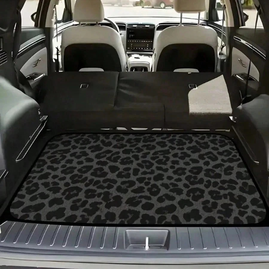Easypie Selection 1pc Animal Print Trunk Mat, Leopard Pattern, Brown-Black Anti-Slip, Dust-Proof & Wear-Resistant, Fits All Car Models