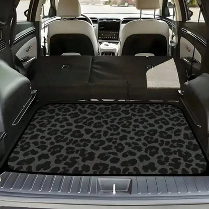 Easypie Selection 1pc Animal Print Trunk Mat, Leopard Pattern, Brown-Black Anti-Slip, Dust-Proof & Wear-Resistant, Fits All Car Models