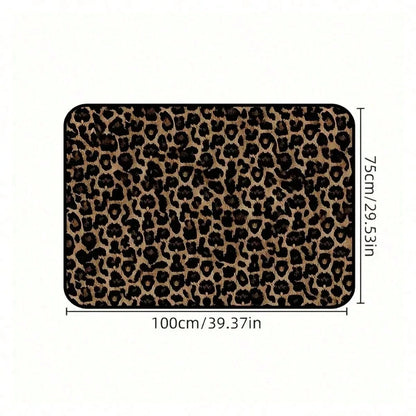 Easypie Selection 1pc Animal Print Trunk Mat, Leopard Pattern, Brown-Black Anti-Slip, Dust-Proof & Wear-Resistant, Fits All Car Models