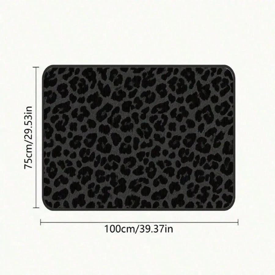 Easypie Selection 1pc Animal Print Trunk Mat, Leopard Pattern, Brown-Black Anti-Slip, Dust-Proof & Wear-Resistant, Fits All Car Models