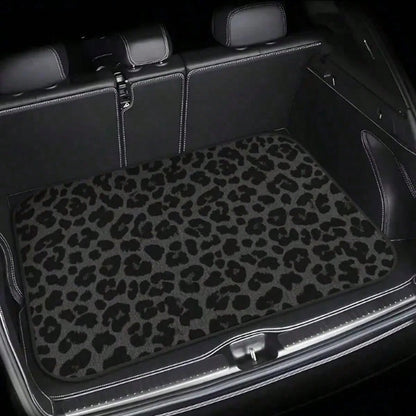 Easypie Selection 1pc Animal Print Trunk Mat, Leopard Pattern, Brown-Black Anti-Slip, Dust-Proof & Wear-Resistant, Fits All Car Models