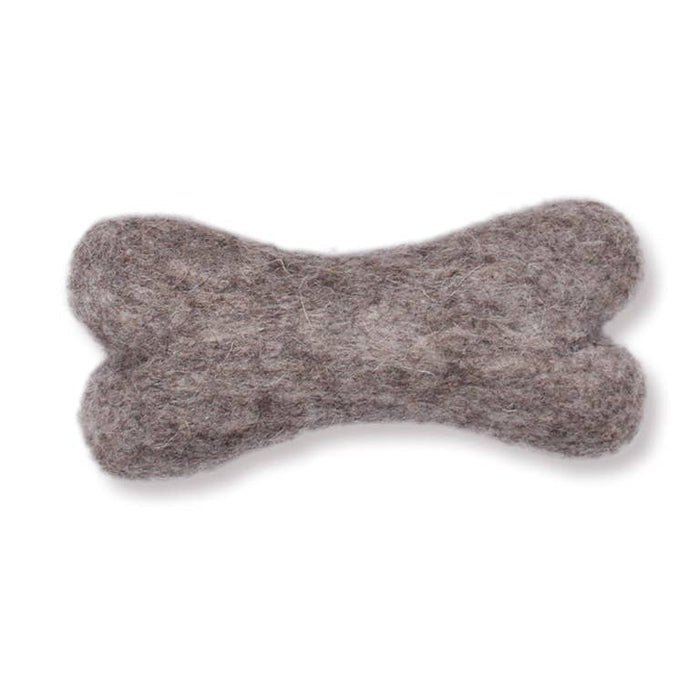 Eco Wool Dog Bones/Toys: Brown, Gray, White (Fair Trade): Light Grey / Small