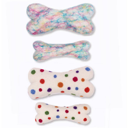 Eco Wool Dog Bones/Toys: Polka Dot & Tie-Dyed (Fair Trade): Tye-Dyed / Large