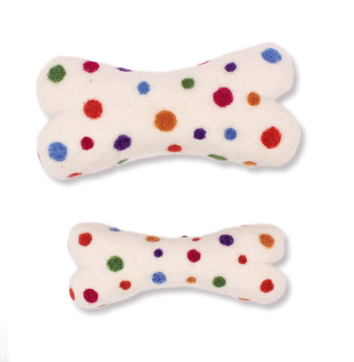 Eco Wool Dog Bones/Toys: Polka Dot & Tie-Dyed (Fair Trade): Tye-Dyed / Large