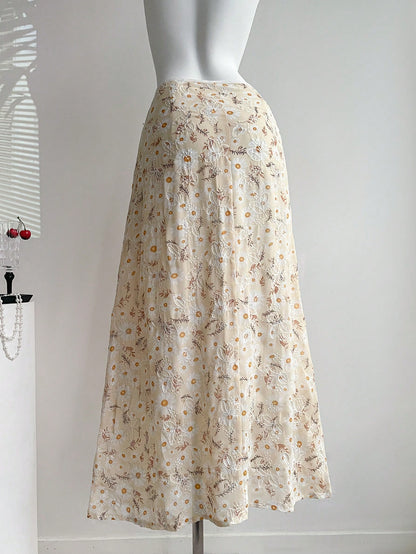 Elamini Women's New Elegant Simple Refreshing Vacation Style A-Line Skirt Fall Cloth For Women