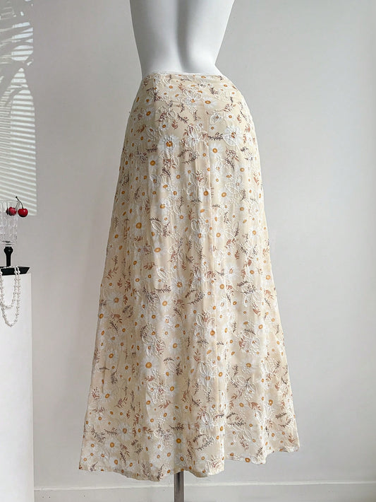 Elamini Women's New Elegant Simple Refreshing Vacation Style A-Line Skirt Fall Cloth For Women