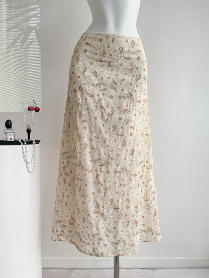 Elamini Women's New Elegant Simple Refreshing Vacation Style A-Line Skirt Fall Cloth For Women