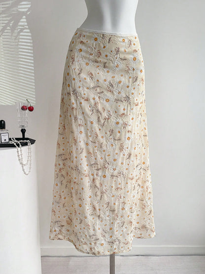 Elamini Women's New Elegant Simple Refreshing Vacation Style A-Line Skirt Fall Cloth For Women
