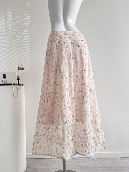 Elamini Women's New Elegant Simple Refreshing Vacation Style A-Line Skirt Fall Cloth For Women