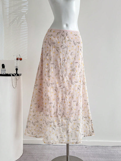 Elamini Women's New Elegant Simple Refreshing Vacation Style A-Line Skirt Fall Cloth For Women