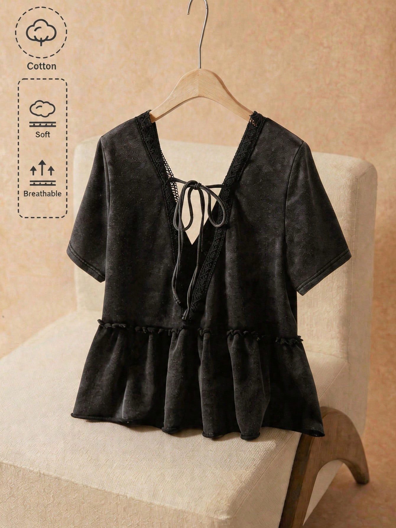Elaquor Plus Size Casual Washed Short Sleeve T-Shirt, Summer Blouse For Women Tops Korean Style Woman Clothes Ladies Latest