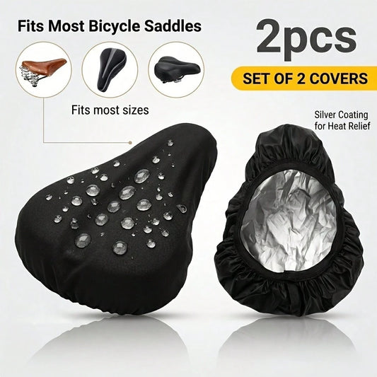 Elastic Drawstring Bike Motorcycle Seat Protection Covers, Windproof Sun‑Proof Saddle Shield Fit Most Mountain Bike And Scooter Motorcycle Saddles