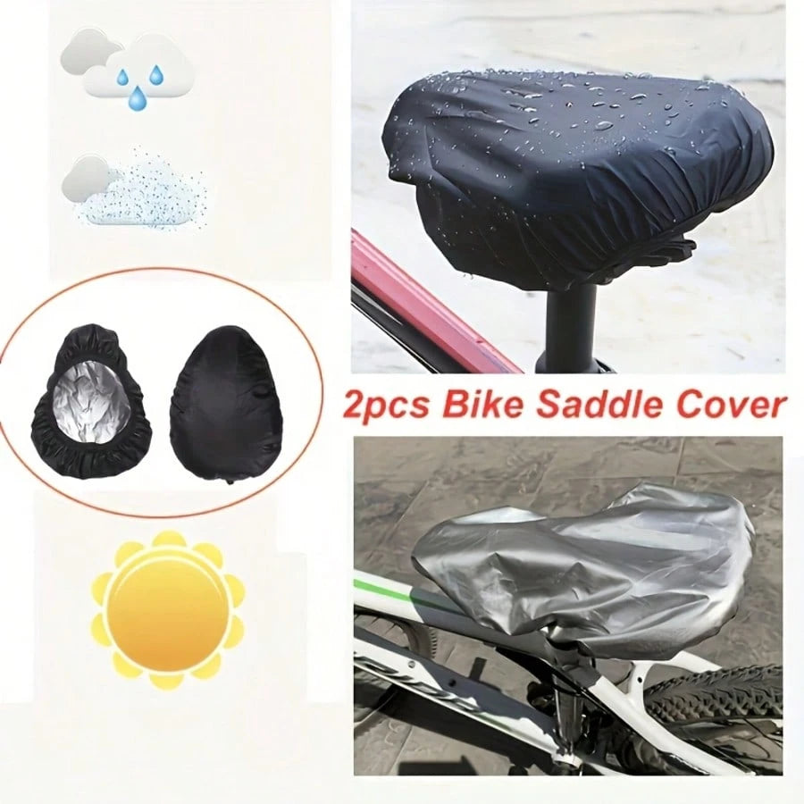 Elastic Drawstring Bike Motorcycle Seat Protection Covers, Windproof Sun‑Proof Saddle Shield Fit Most Mountain Bike And Scooter Motorcycle Saddles