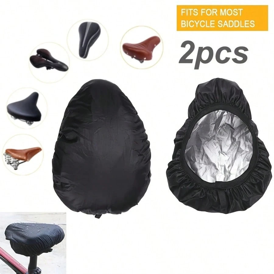 Elastic Drawstring Bike Motorcycle Seat Protection Covers, Windproof Sun‑Proof Saddle Shield Fit Most Mountain Bike And Scooter Motorcycle Saddles