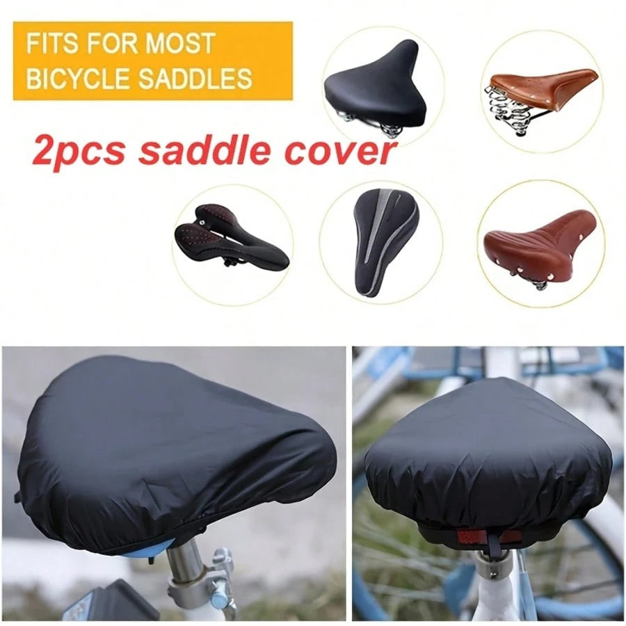 Elastic Drawstring Bike Motorcycle Seat Protection Covers, Windproof Sun‑Proof Saddle Shield Fit Most Mountain Bike And Scooter Motorcycle Saddles