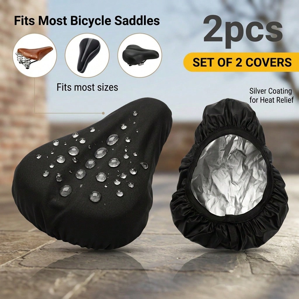 Elastic Drawstring Bike Motorcycle Seat Protection Covers, Windproof Sun‑Proof Saddle Shield Fit Most Mountain Bike And Scooter Motorcycle Saddles