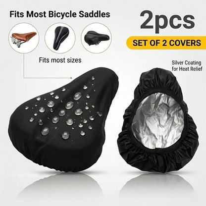 Elastic Drawstring Bike Motorcycle Seat Protection Covers, Windproof Sun‑Proof Saddle Shield Fit Most Mountain Bike And Scooter Motorcycle Saddles