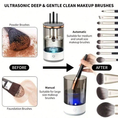 Electric Makeup Brush Cleaner Essential For Ladies, New Automatic Rotating Makeup Brush Cleaner, Lazy Must-Have Gadget, Convenient & Quick Cleaning Tool, Premium Stylish Appearance, Compatible With Ma