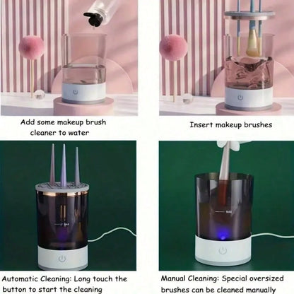 Electric Makeup Brush Cleaner Essential For Ladies, New Automatic Rotating Makeup Brush Cleaner, Lazy Must-Have Gadget, Convenient & Quick Cleaning Tool, Premium Stylish Appearance, Compatible With Ma