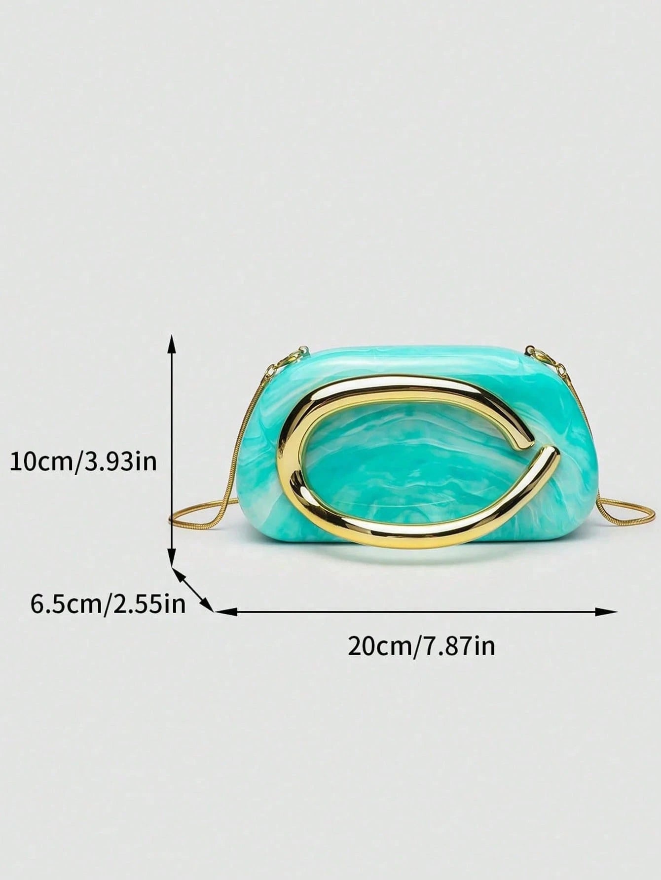 Elegant Bag With Unique Turquoise Marble Texture And Gold Handle,Sleek Hardcase Handbag,Versatile Bag,Perfect For Banquet,Clubbing,Seaside Resorts