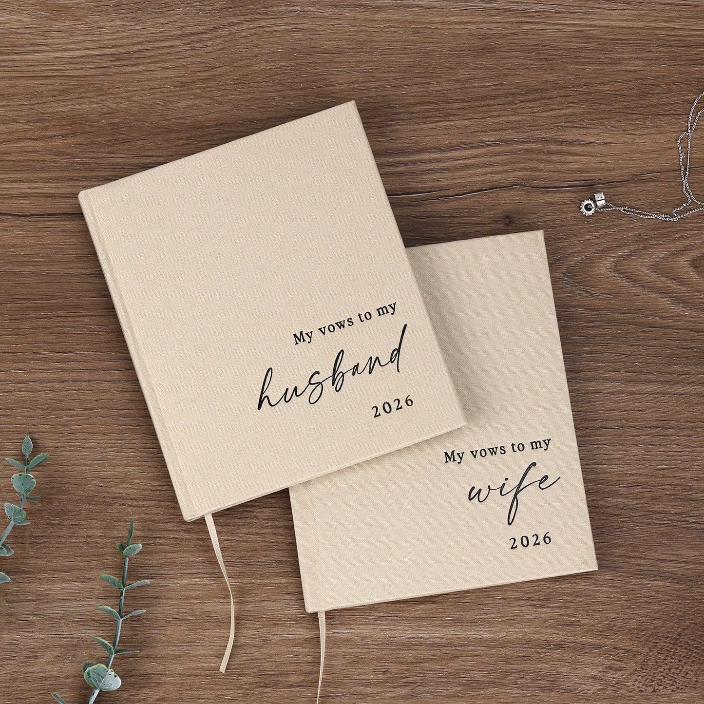 Elegant Wedding Vow Books His And Hers- 2 Packs 2026 Year His & Hers Book- Linen Hardcover Bride And Groom Notebook For Ceremony Vows- Bookmark & Lined Pages- Renewal & Wedding Must Haves School S
