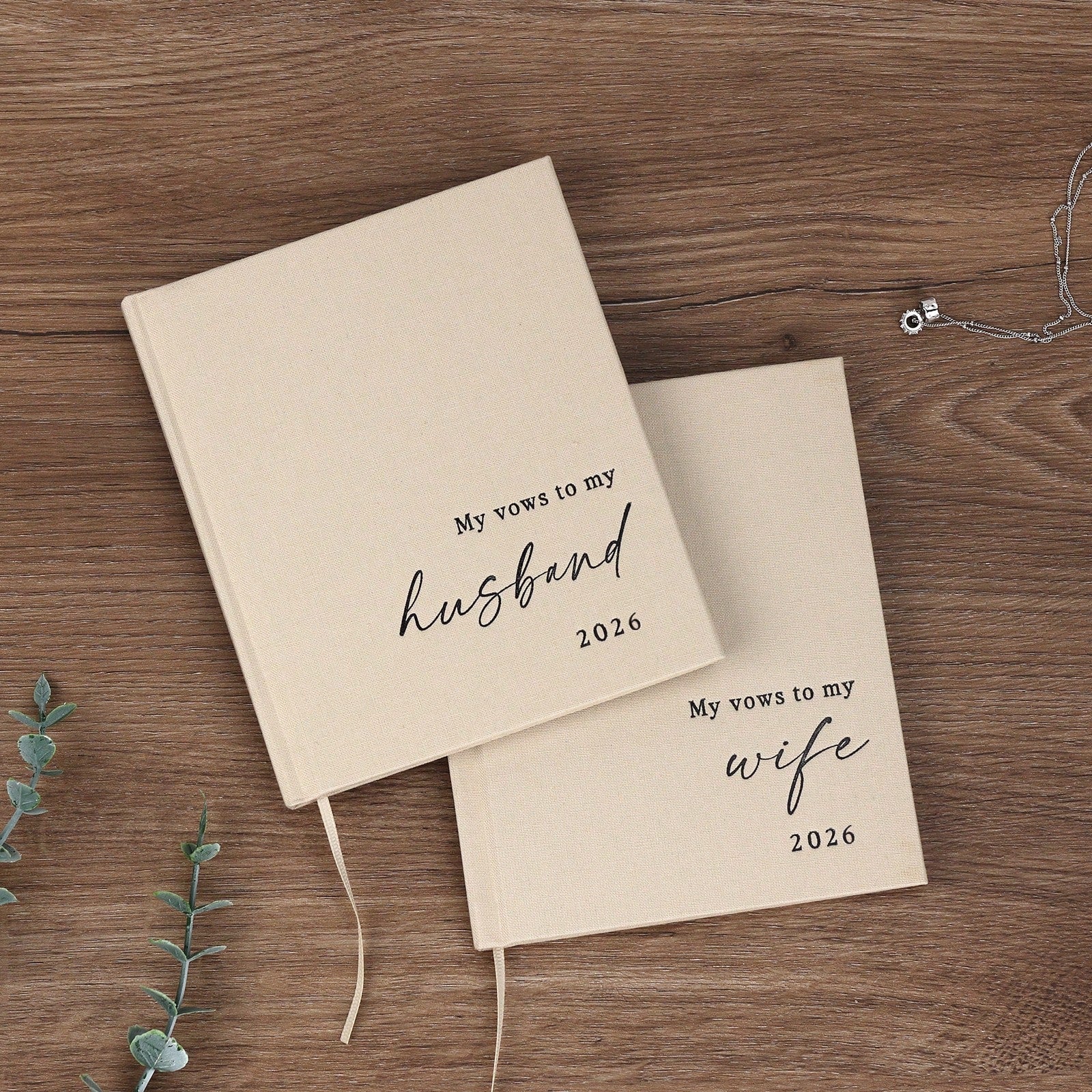 Elegant Wedding Vow Books His And Hers- 2 Packs 2026 Year His & Hers Book- Linen Hardcover Bride And Groom Notebook For Ceremony Vows- Bookmark & Lined Pages- Renewal & Wedding Must Haves School S