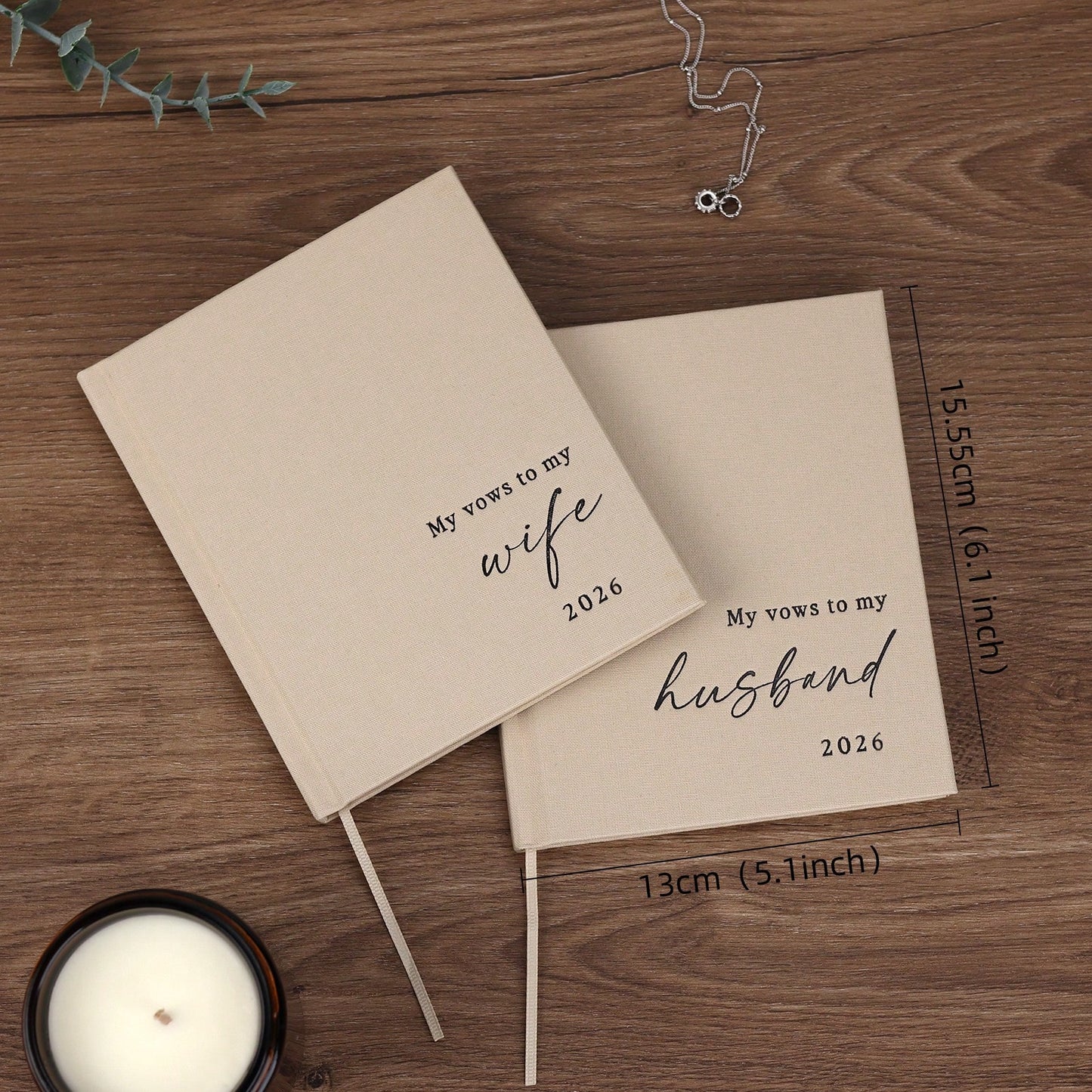 Elegant Wedding Vow Books His And Hers- 2 Packs 2026 Year His & Hers Book- Linen Hardcover Bride And Groom Notebook For Ceremony Vows- Bookmark & Lined Pages- Renewal & Wedding Must Haves School S