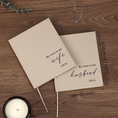 Elegant Wedding Vow Books His And Hers- 2 Packs 2026 Year His & Hers Book- Linen Hardcover Bride And Groom Notebook For Ceremony Vows- Bookmark & Lined Pages- Renewal & Wedding Must Haves School S