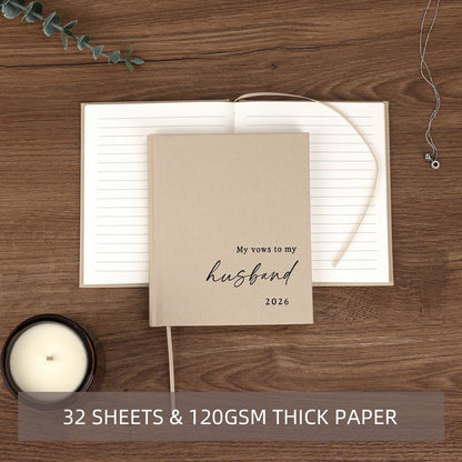 Elegant Wedding Vow Books His And Hers- 2 Packs 2026 Year His & Hers Book- Linen Hardcover Bride And Groom Notebook For Ceremony Vows- Bookmark & Lined Pages- Renewal & Wedding Must Haves School S