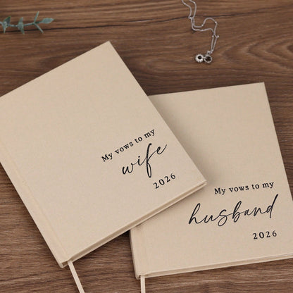 Elegant Wedding Vow Books His And Hers- 2 Packs 2026 Year His & Hers Book- Linen Hardcover Bride And Groom Notebook For Ceremony Vows- Bookmark & Lined Pages- Renewal & Wedding Must Haves School S