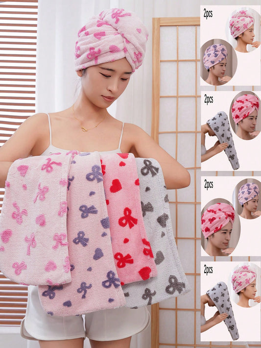 Elegant Women's Dry Hair Cap, Beautiful Bow Bath Cap, Makeup Hair Tie Cap, Absorbent Soft, Home Decor (Suitable For Fashionable, Tasteful, Unique, Charming Girls), Applicable For Bathroom, Hotel, Gym