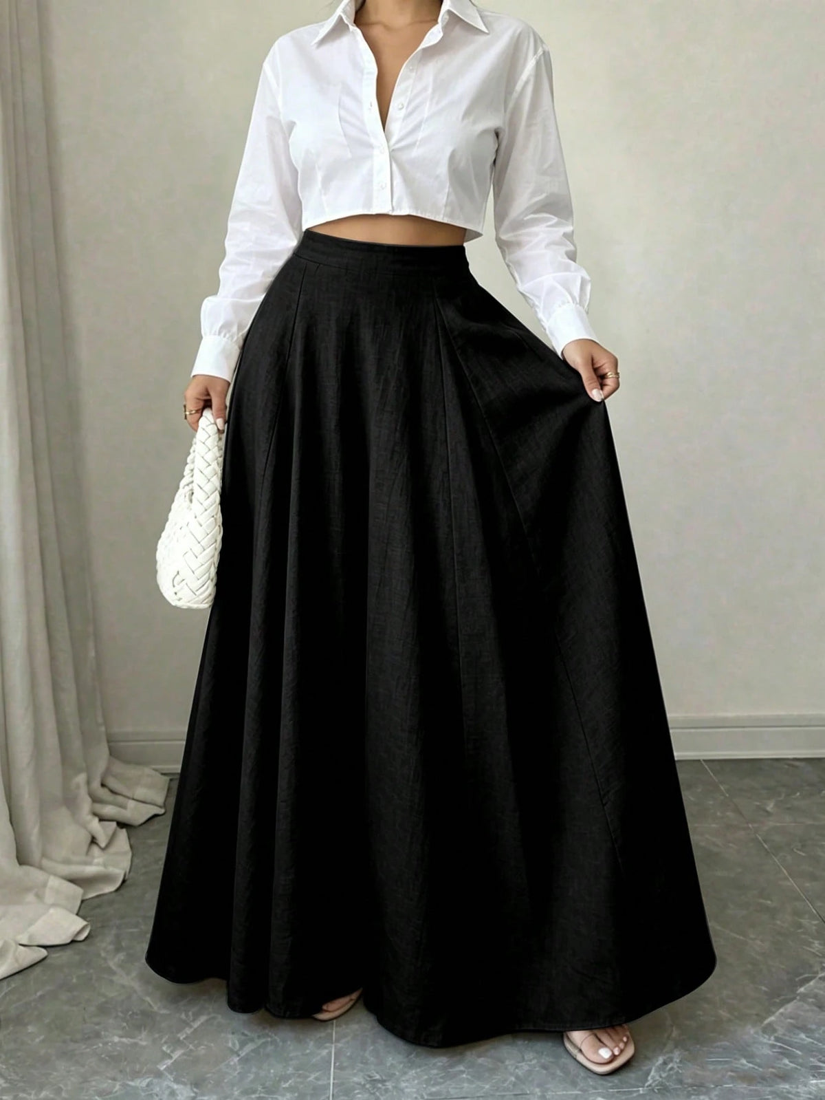 Elenzga Apricot Linen High Waist Wide Leg Pants Women Summer Design Flared Slimming Elegant Commute Casual Long Pants
